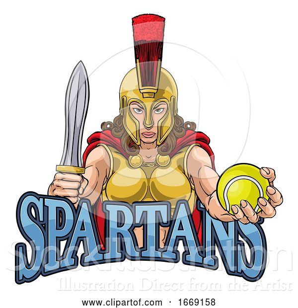 Vector Illustration of Spartan Trojan Gladiator Tennis Warrior Lady