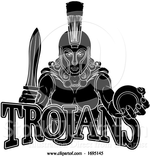 Vector Illustration of Spartan Trojan Gladiator Tennis Warrior Lady