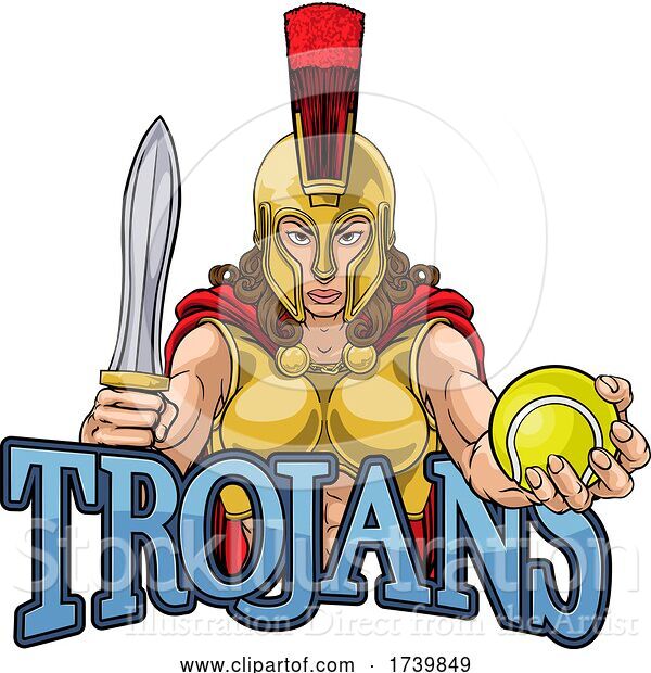 Vector Illustration of Spartan Trojan Gladiator Tennis Warrior Lady