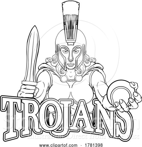 Vector Illustration of Spartan Trojan Gladiator Tennis Warrior Lady