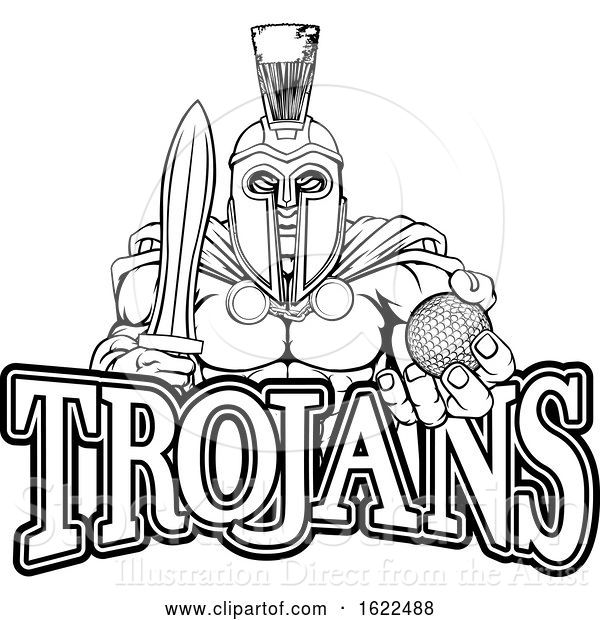 Vector Illustration of Spartan Trojan Golf Sports Mascot