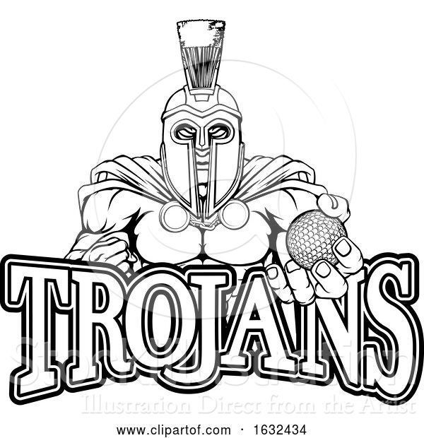 Vector Illustration of Spartan Trojan Golf Sports Mascot