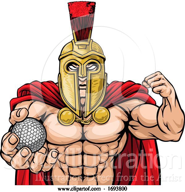 Vector Illustration of Spartan Trojan Golf Sports Mascot