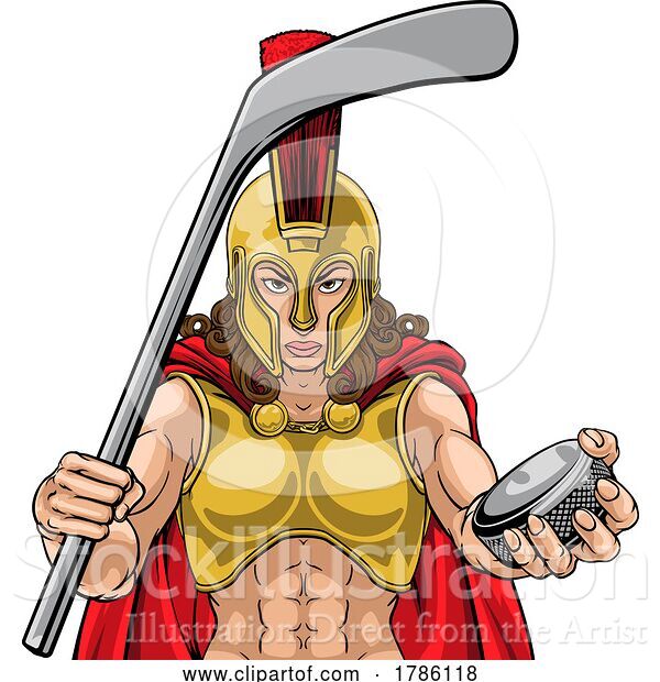 Vector Illustration of Spartan Trojan Lady Ice Hockey Team Sports Mascot