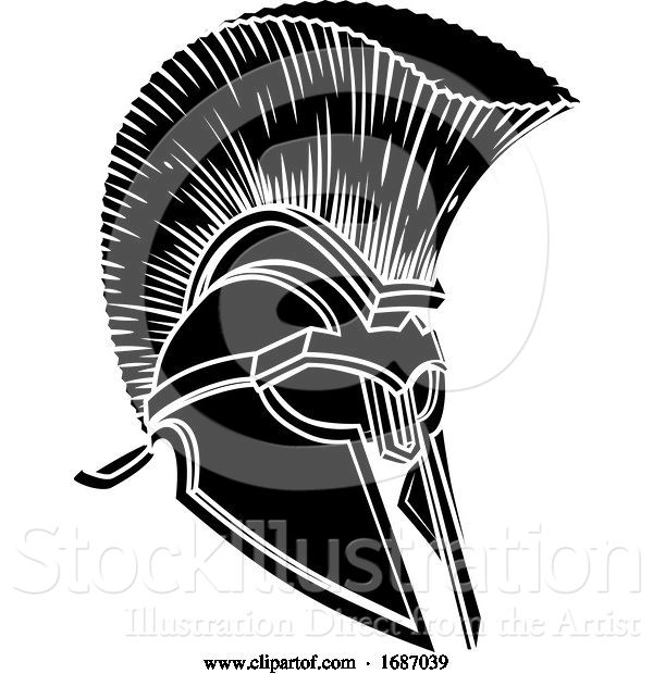 Vector Illustration of Spartan Trojan Roman Gladiator Helmet