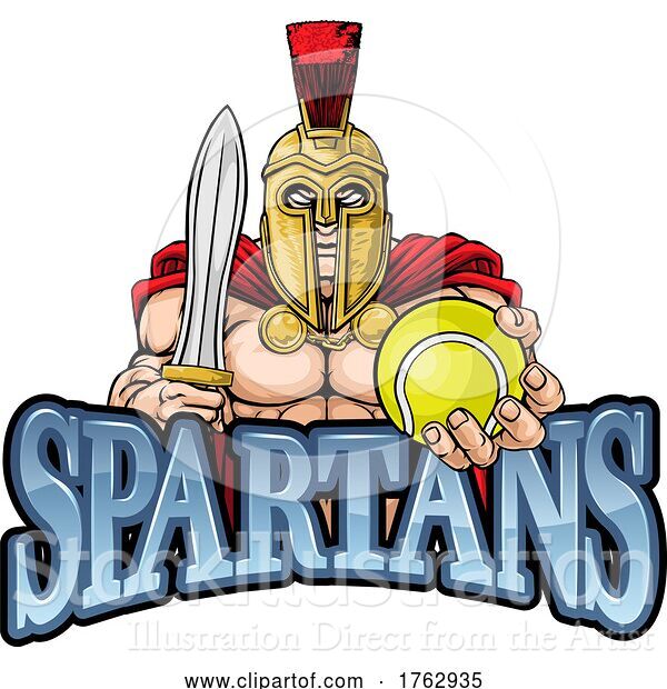 Vector Illustration of Spartan Trojan Tennis Sports Mascot