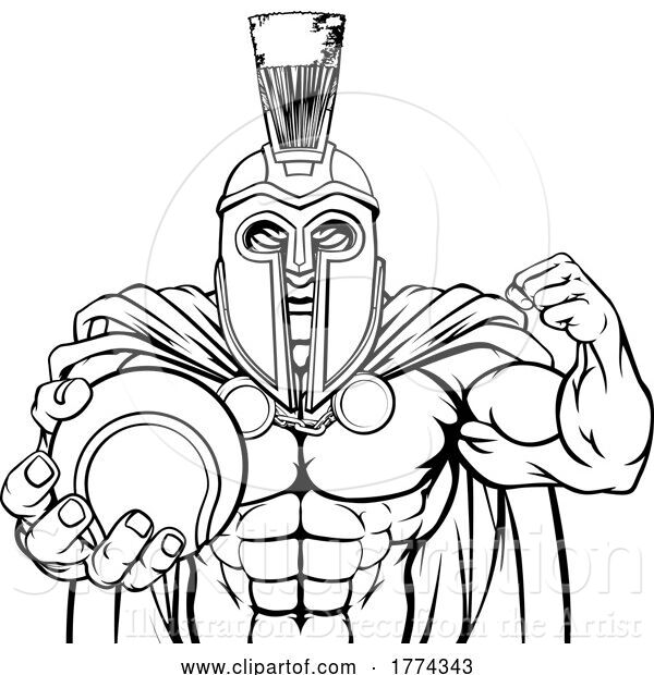 Vector Illustration of Spartan Trojan Tennis Sports Mascot