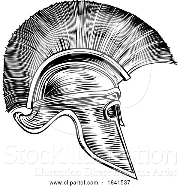 Vector Illustration of Spartan Trojan Warrior Roman Gladiator Helmet