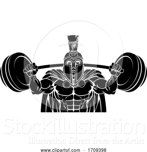 Vector Illustration of Spartan Trojan Weight Lifting Body Building Mascot