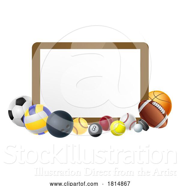 Vector Illustration of Sport Ball Sign Sports Balls Background Frame