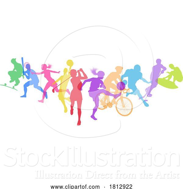 Vector Illustration of Sports Active Fitness Sport Silhouettes People