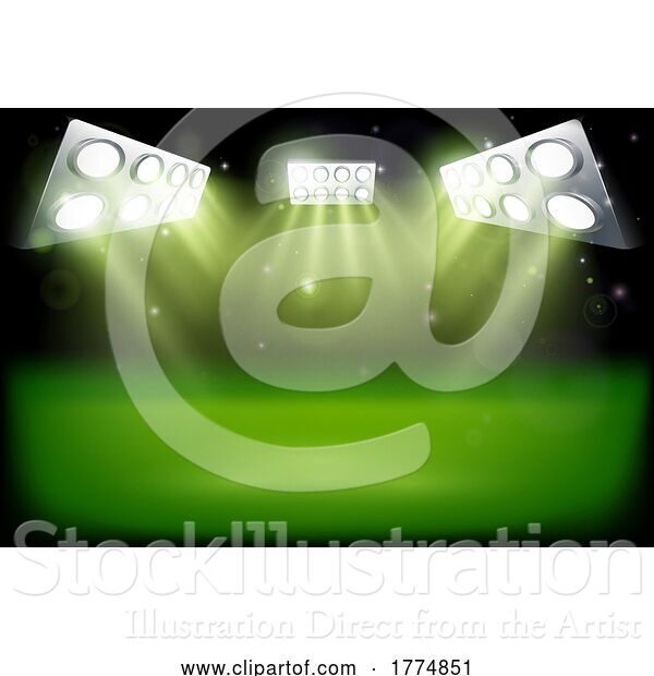 Vector Illustration of Sports Pitch Field Stadium Night Spot Lights