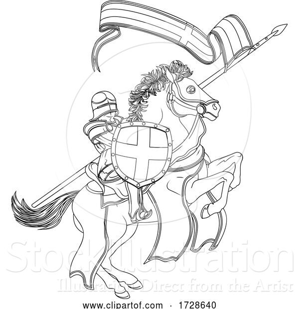 Vector Illustration of St George Medieval Joust Knight on Horse