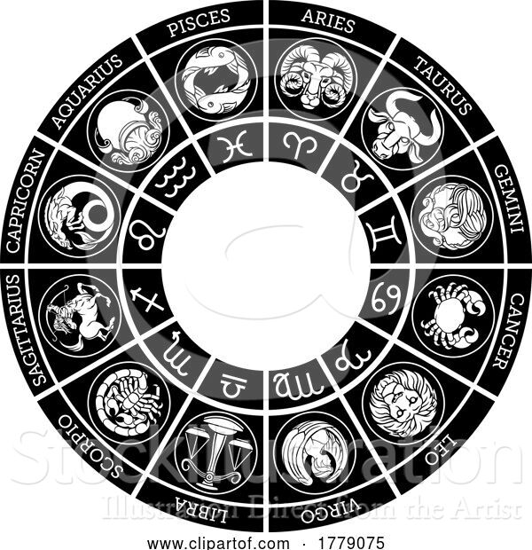 Vector Illustration of Star Signs Astrology Horoscope Zodiac Symbols Set