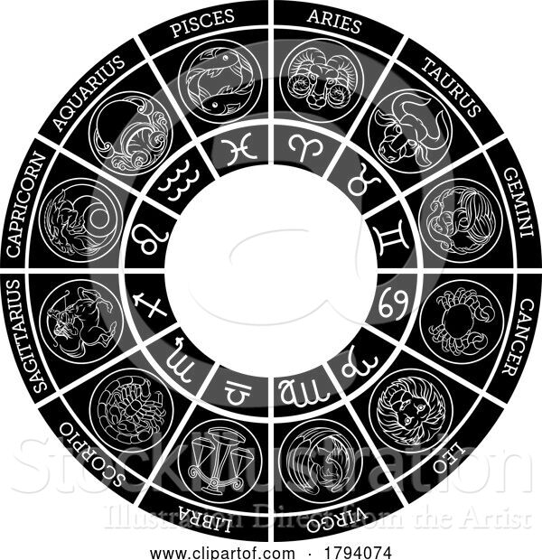 Vector Illustration of Star Signs Zodiac Horoscope Astrology Icon Symbols