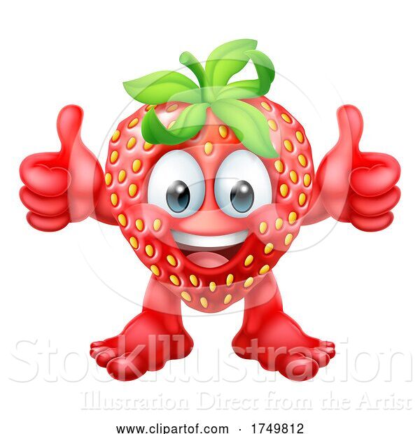 Vector Illustration of Strawberry Emoticon Emoji Mascot Icon
