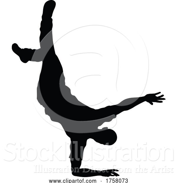 Vector Illustration of Street Dance Dancer Silhouette