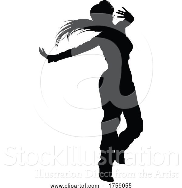 Vector Illustration of Street Dance Dancer Silhouette