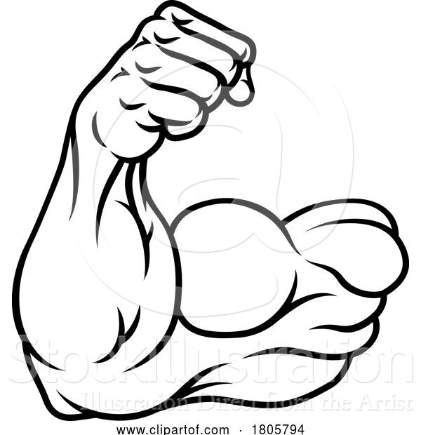 Vector Illustration of Strong Muscular Arm Bicep Muscle Icon