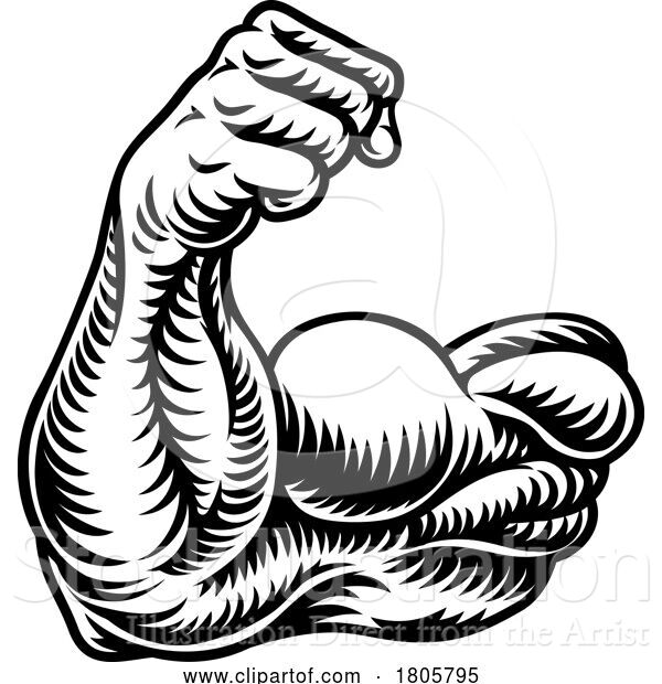 Vector Illustration of Strong Muscular Arm Bicep Muscle Icon