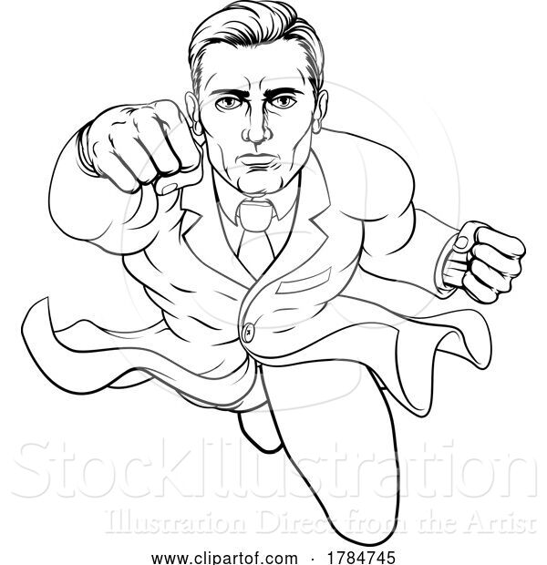 Vector Illustration of Super Hero Scientist Doctor Flying Superhero