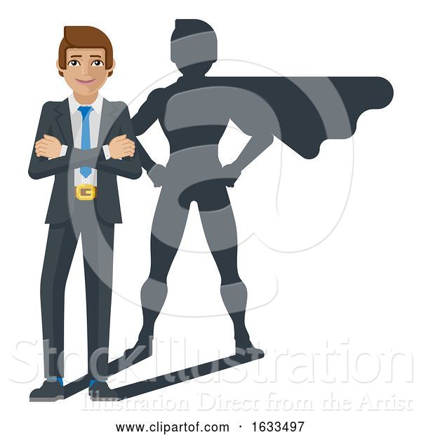 Vector Illustration of Superhero Business Man Shadow Mascot