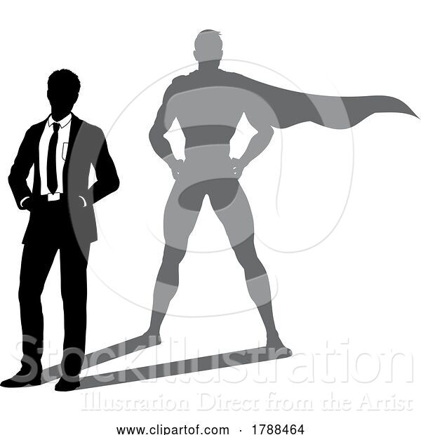 Vector Illustration of Superhero Businessman with Super Hero Shadow