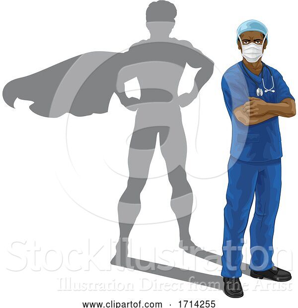 Vector Illustration of Superhero Nurse Doctor with Super Hero Shadow