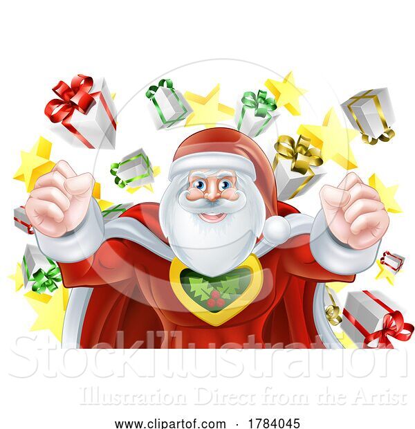 Vector Illustration of Superhero Santa Claus Christmas Super Hero