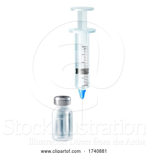 Vector Illustration of Syringe Injection Medicine Vials Medical Vaccine