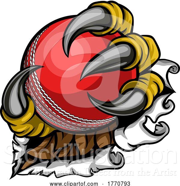 Vector Illustration of Tearing Ripping Claw Talon Holding Cricket Ball