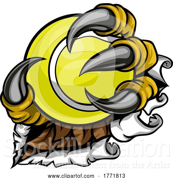 Vector Illustration of Tearing Ripping Claw Talons Holding Tennis Ball