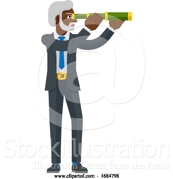 Vector Illustration of Telescope Spyglass Character Business Concept