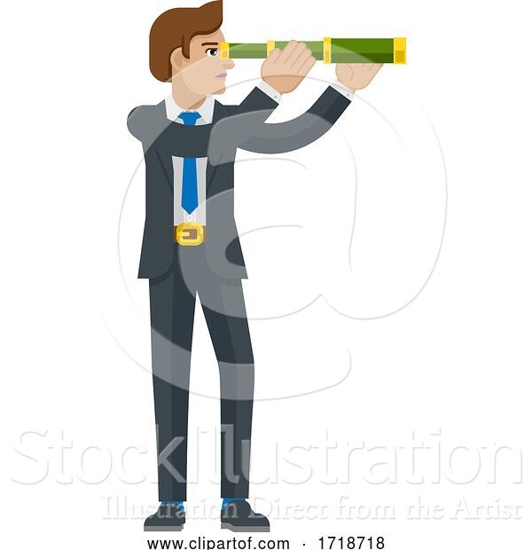 Vector Illustration of Telescope Spyglass Character Business Concept