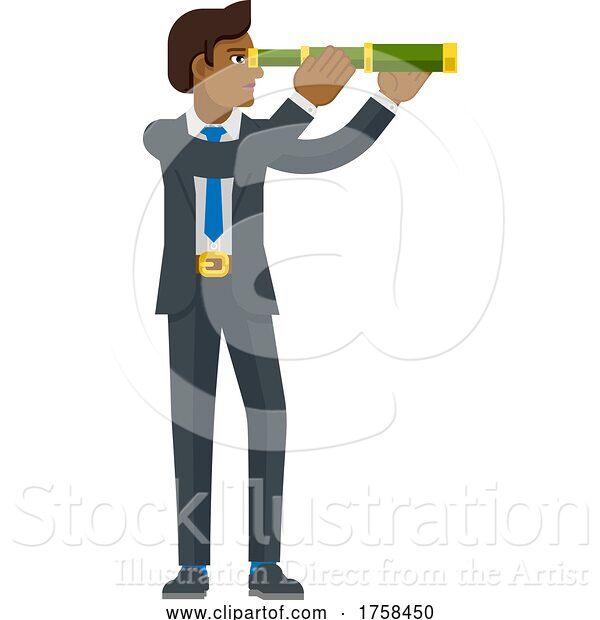 Vector Illustration of Telescope Spyglass Character Business Concept