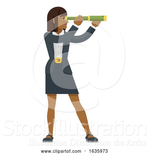 Vector Illustration of Telescope Spyglass Lady Business Concept