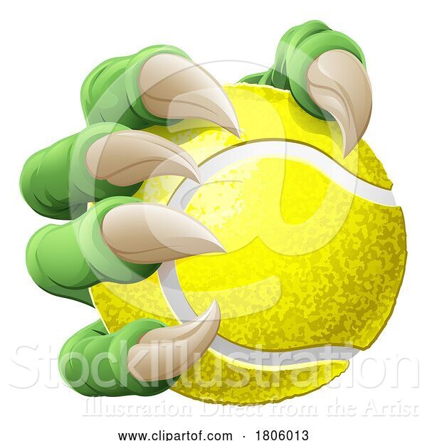 Vector Illustration of Tennis Ball Claw Monster Animal Hand