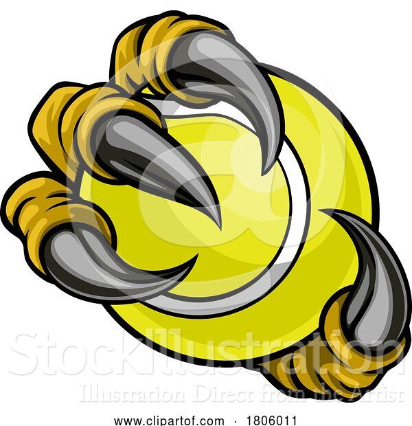 Vector Illustration of Tennis Ball Eagle Claw Monster Hand