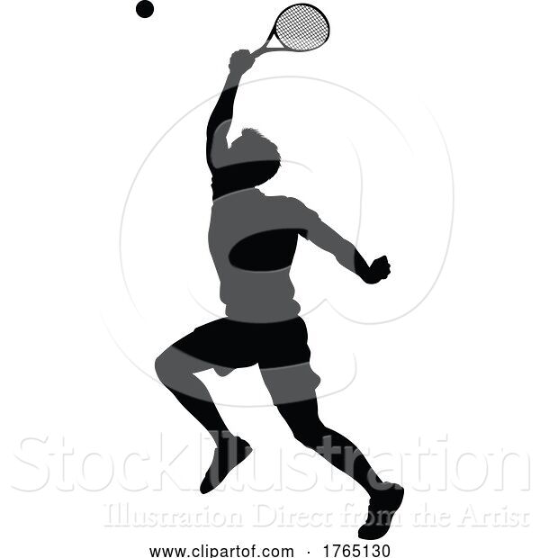 Vector Illustration of Tennis Player Guy Sports Person Silhouette