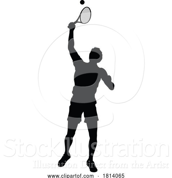 Vector Illustration of Tennis Player Guy Sports Person Silhouette