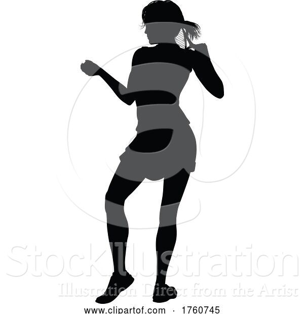 Vector Illustration of Tennis Player Lady Sports Person Silhouette