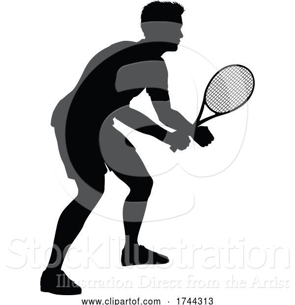 Vector Illustration of Tennis Silhouette Sport Player Guy