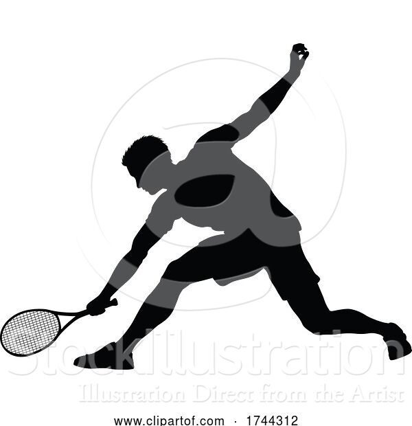 Vector Illustration of Tennis Silhouette Sport Player Guy