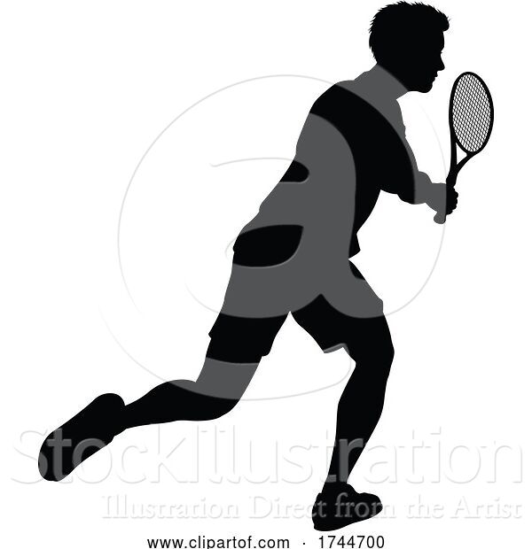 Vector Illustration of Tennis Silhouette Sport Player Guy