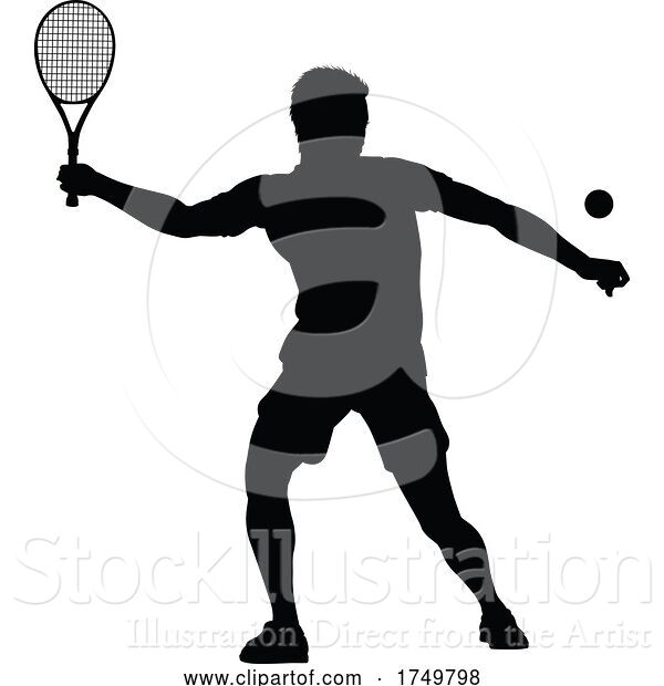 Vector Illustration of Tennis Silhouette Sport Player Guy