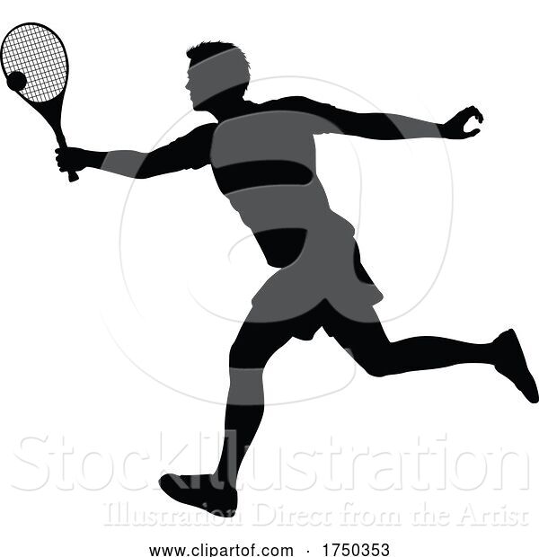 Vector Illustration of Tennis Silhouette Sport Player Guy