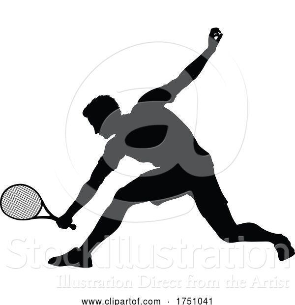 Vector Illustration of Tennis Silhouette Sport Player Guy