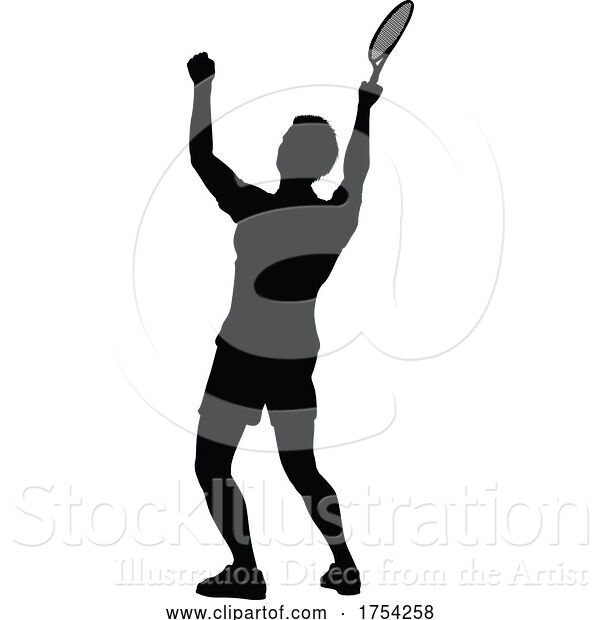 Vector Illustration of Tennis Silhouette Sport Player Guy