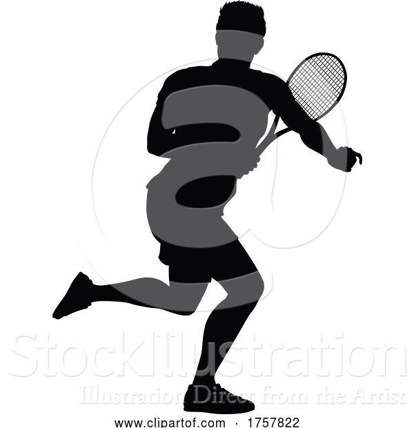 Vector Illustration of Tennis Silhouette Sport Player Guy