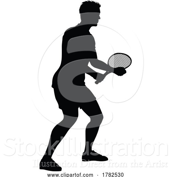 Vector Illustration of Tennis Silhouette Sport Player Guy